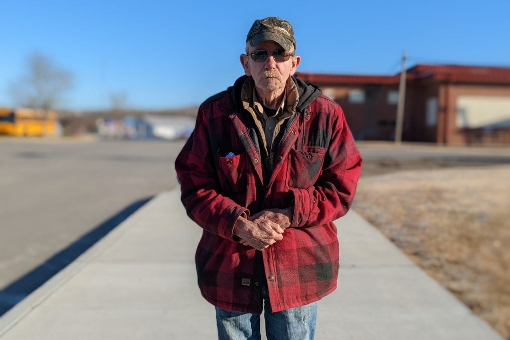 James stands in line at a One Generation Away mobile food pantry distribution, telling the story of how he forgot his entire life and rebuilt it.